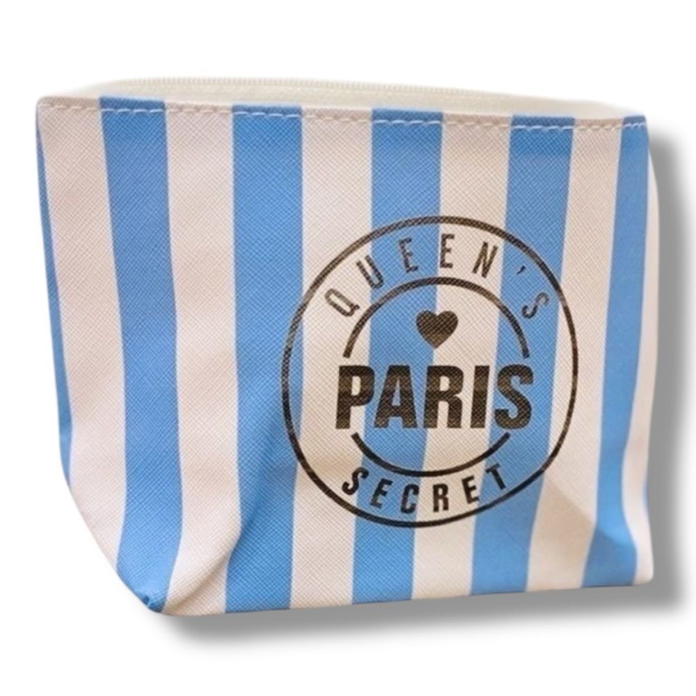 Blue White Striped Zipper Top Closure Cosmetic Bag Victoria’s Secret NEW